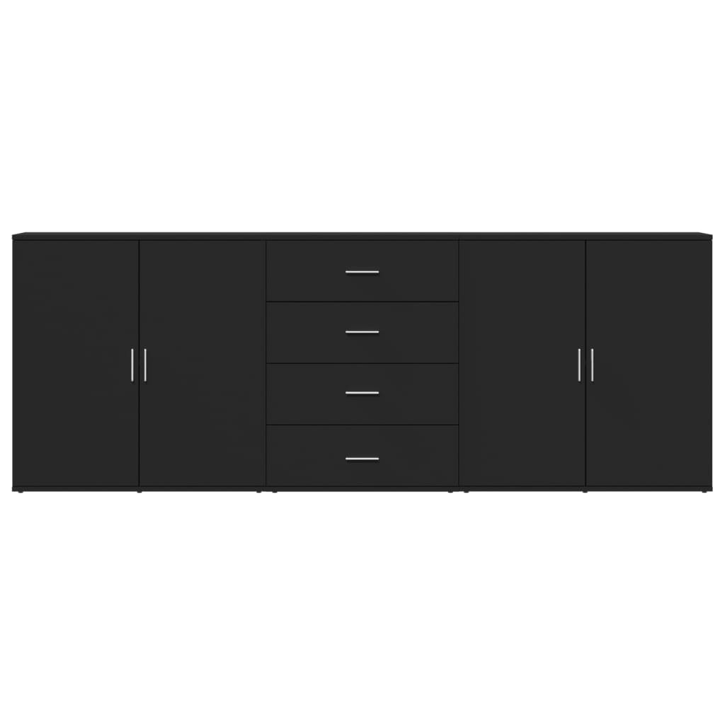 vidaXL Sideboards 3 pcs Black Engineered Wood