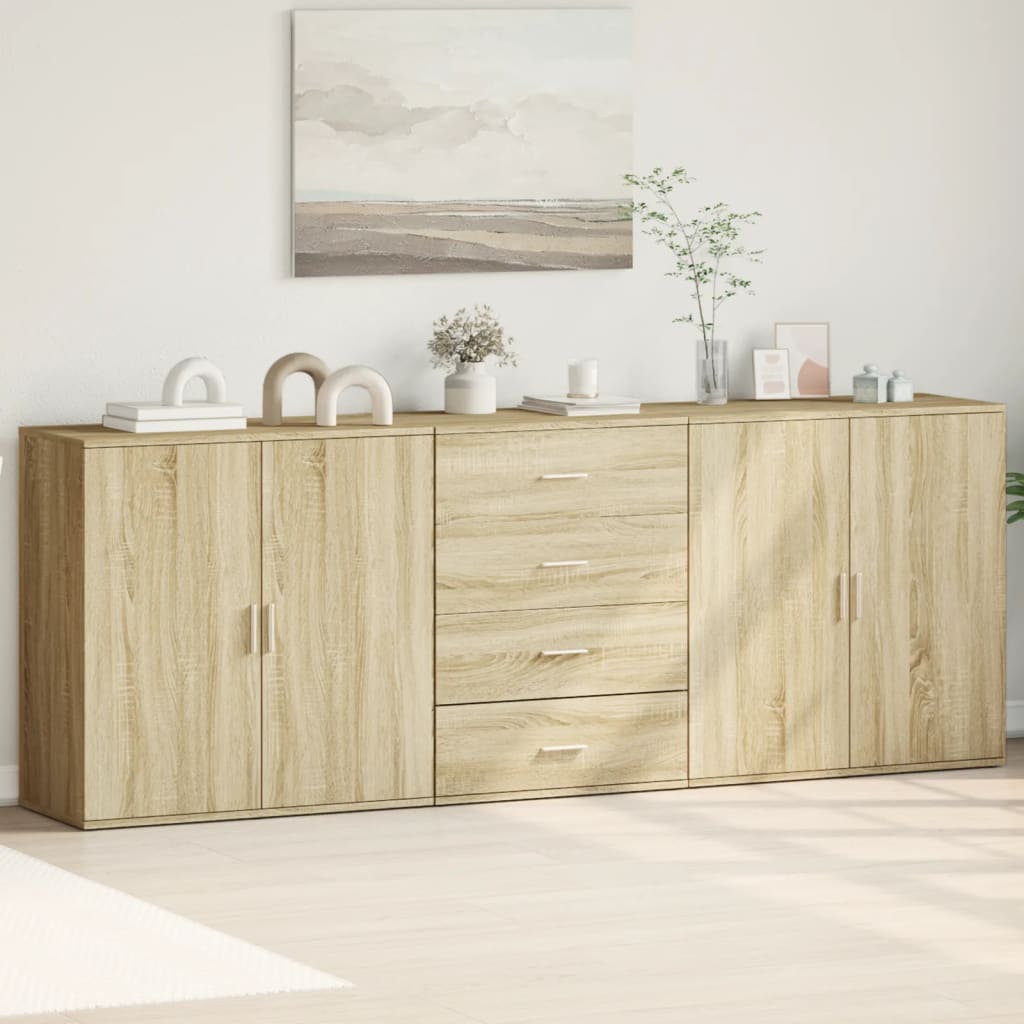 vidaXL Sideboards 3 pcs Sonoma Oak Engineered Wood