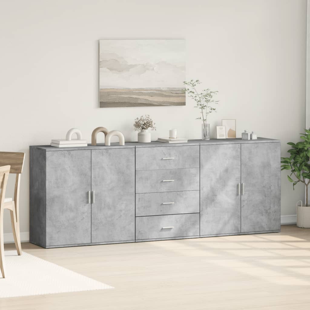 vidaXL Sideboards 3 pcs Concrete Grey Engineered Wood