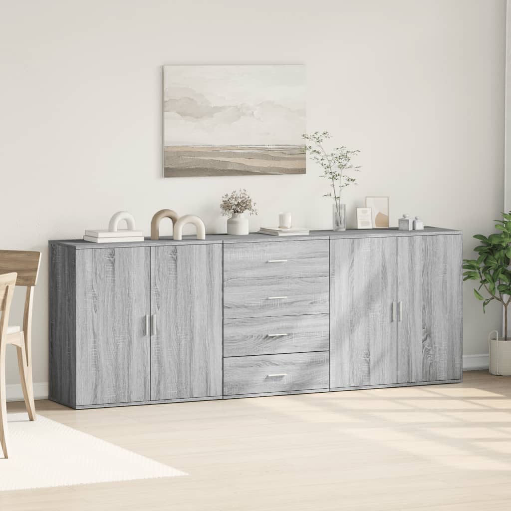 vidaXL Sideboards 3 pcs Grey Sonoma Engineered Wood