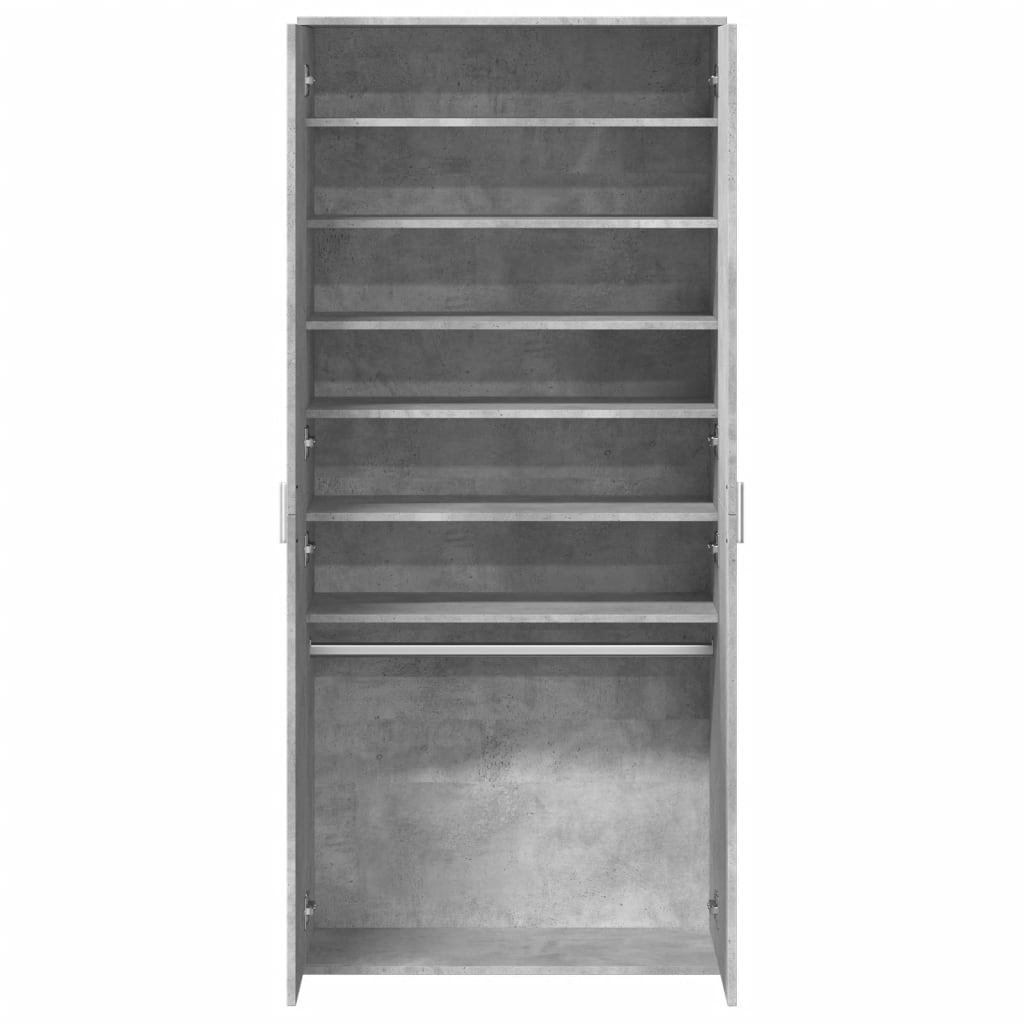 vidaXL Shoe Cabinet Concrete Grey 80x39x178 cm Engineered Wood