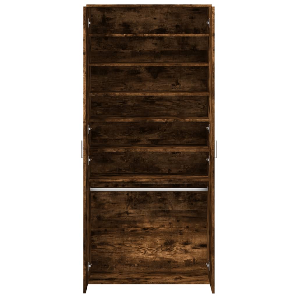 Shoe Cabinet Smoked Oak 80x39x178 cm Engineered Wood