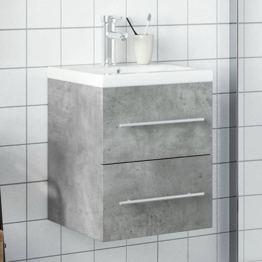 vidaXL Bathroom Sink Cabinet with Built-in Basin Concrete Grey