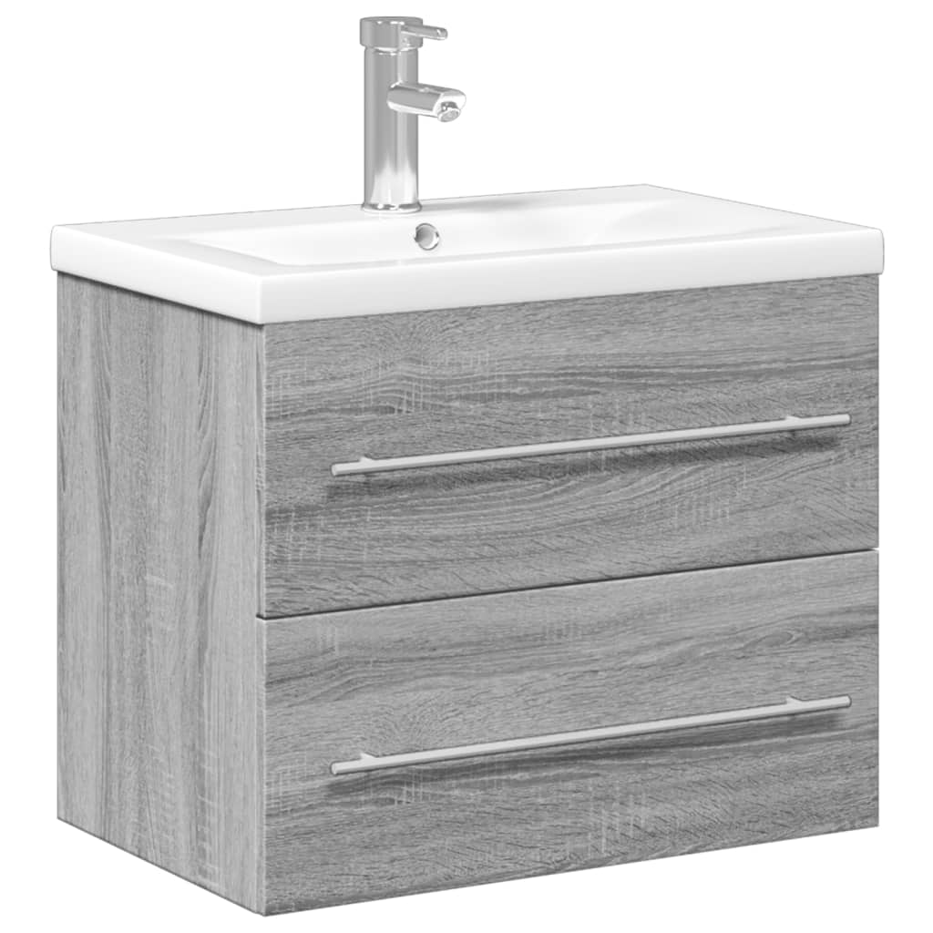 Bathroom Sink Cabinet | Grey Sonoma, White | Engineered wood, Ceramic