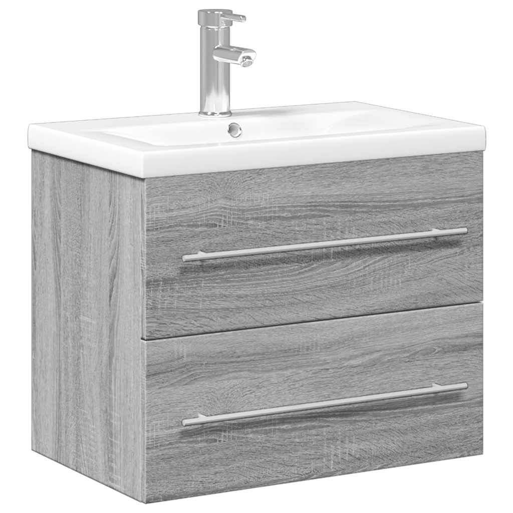 Bathroom Sink Cabinet with Built-in Basin Grey Sonoma