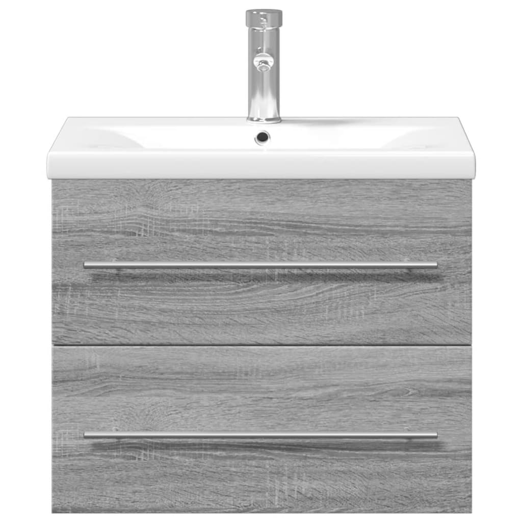 Bathroom Sink Cabinet | Grey Sonoma, White | Engineered wood, Ceramic