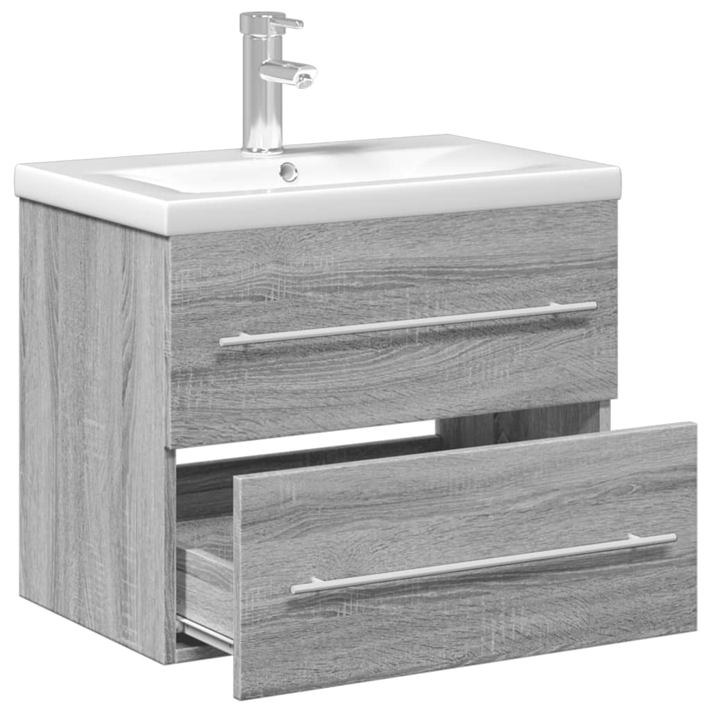 Bathroom Sink Cabinet | Grey Sonoma, White | Engineered wood, Ceramic