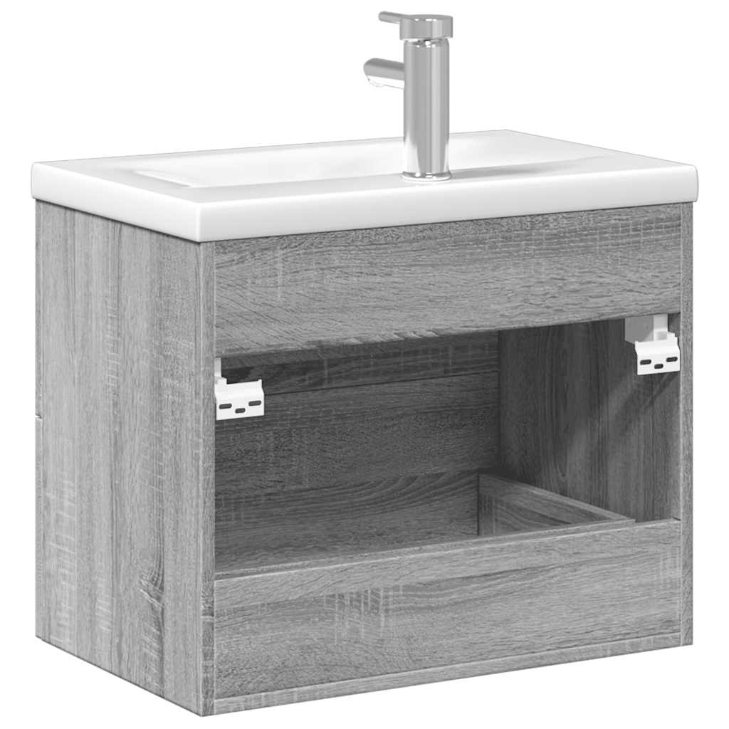 Bathroom Sink Cabinet with Built-in Basin Grey Sonoma