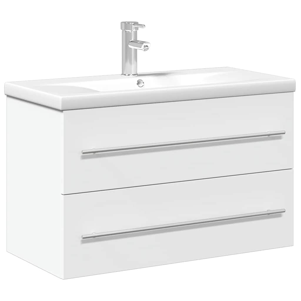 Bathroom Sink Cabinet with Built-in Basin White