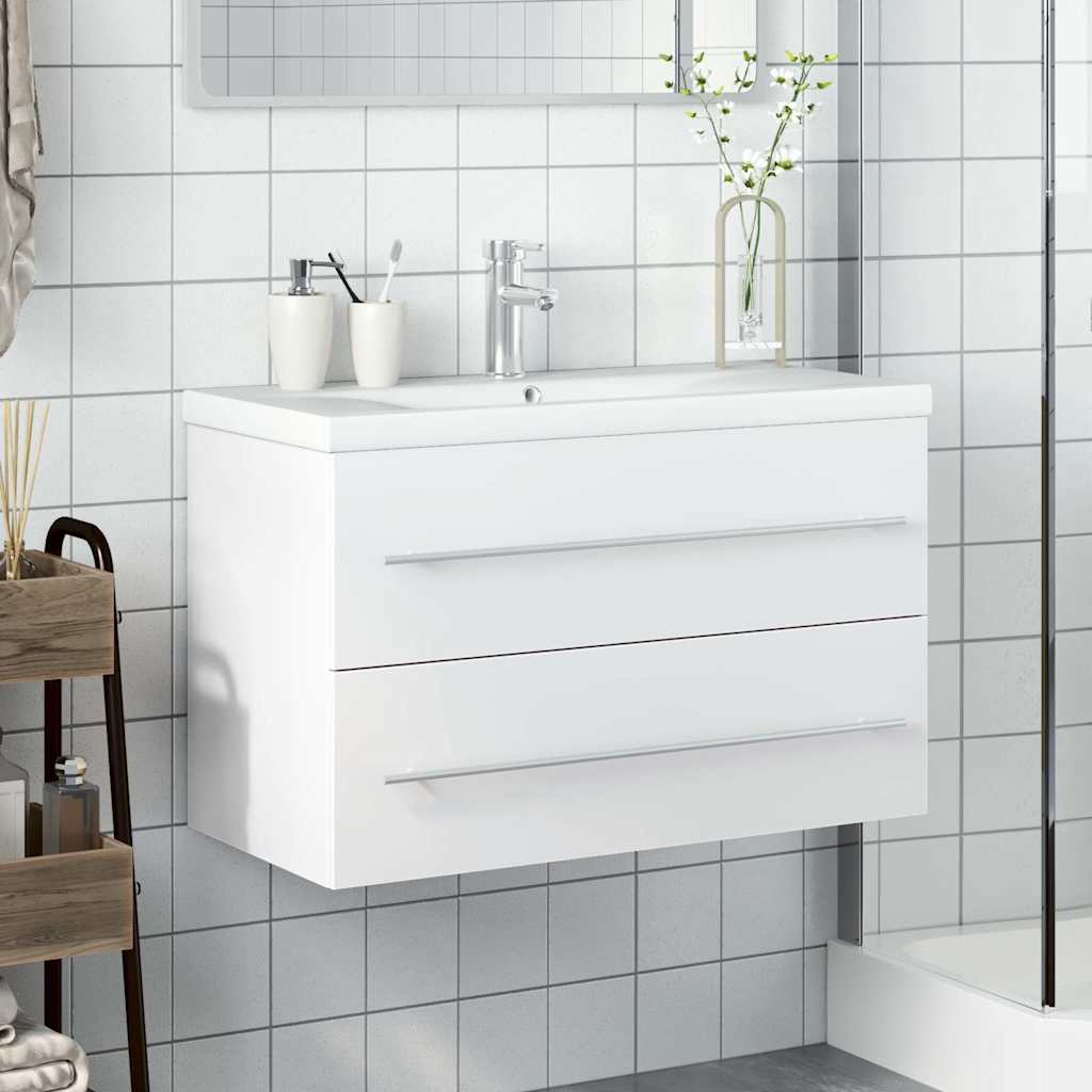 Bathroom Sink Cabinet with Built-in Basin White
