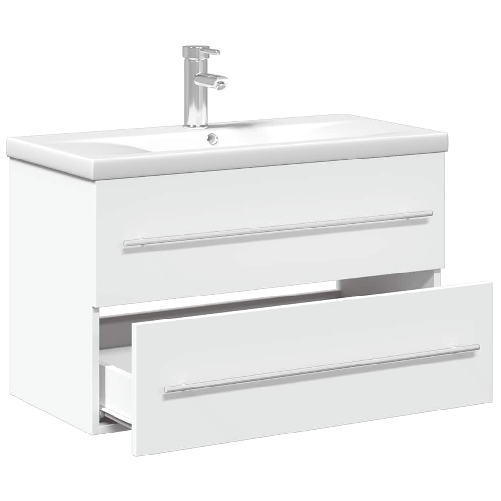 Bathroom Sink Cabinet with Built-in Basin White