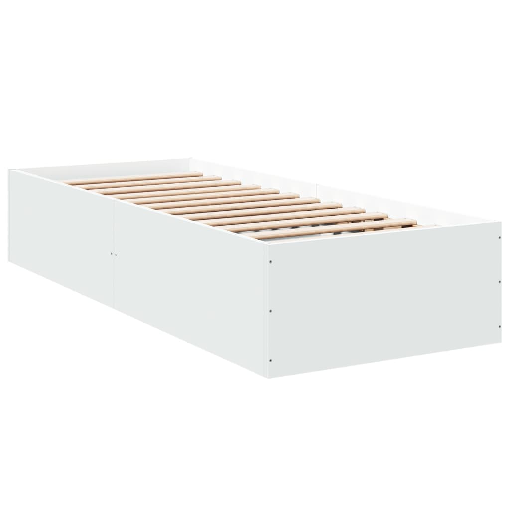 vidaXL Bed Frame without Mattress White 75x190 cm Small Single Engineered Wood