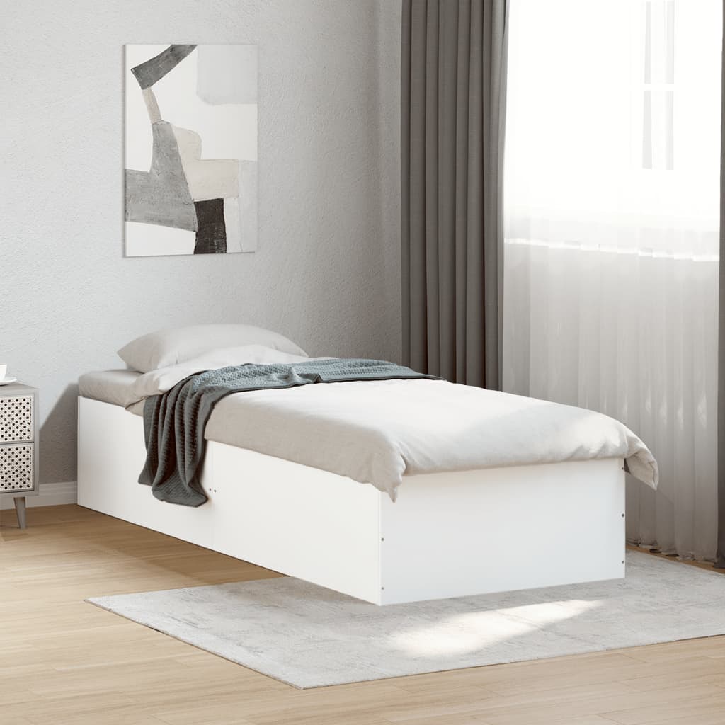 vidaXL Bed Frame without Mattress White 75x190 cm Small Single Engineered Wood