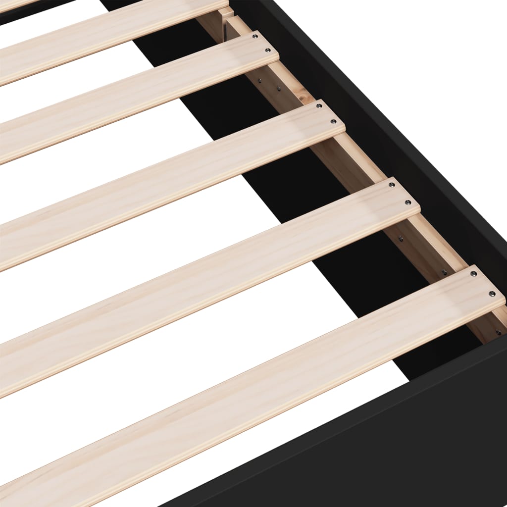 Bed Frame without Mattress Black 75x190 cm Small Single Engineered Wood