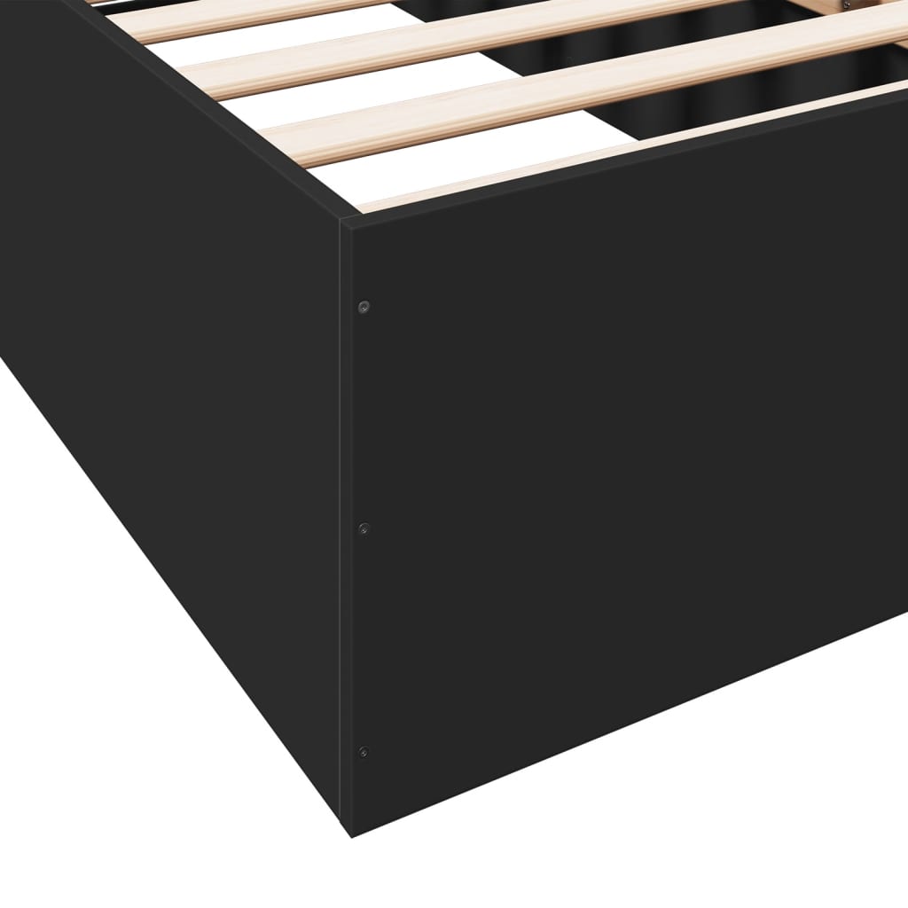 Bed Frame without Mattress Black 75x190 cm Small Single Engineered Wood