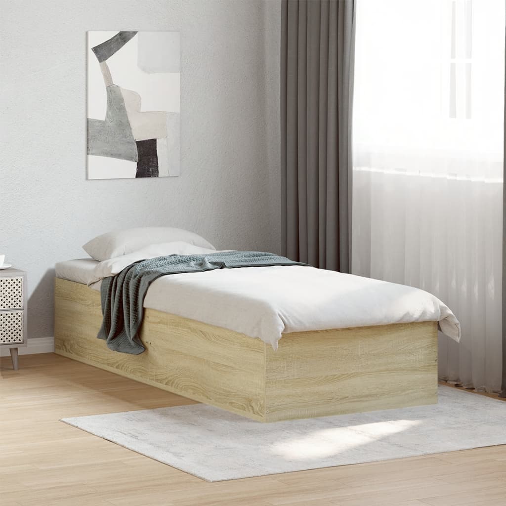 vidaXL Bed Frame without Mattress Sonoma Oak 75x190 cm Small Single Engineered Wood