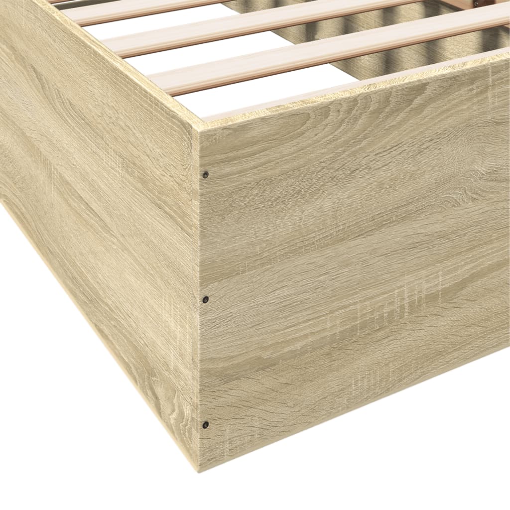 vidaXL Bed Frame without Mattress Sonoma Oak 75x190 cm Small Single Engineered Wood