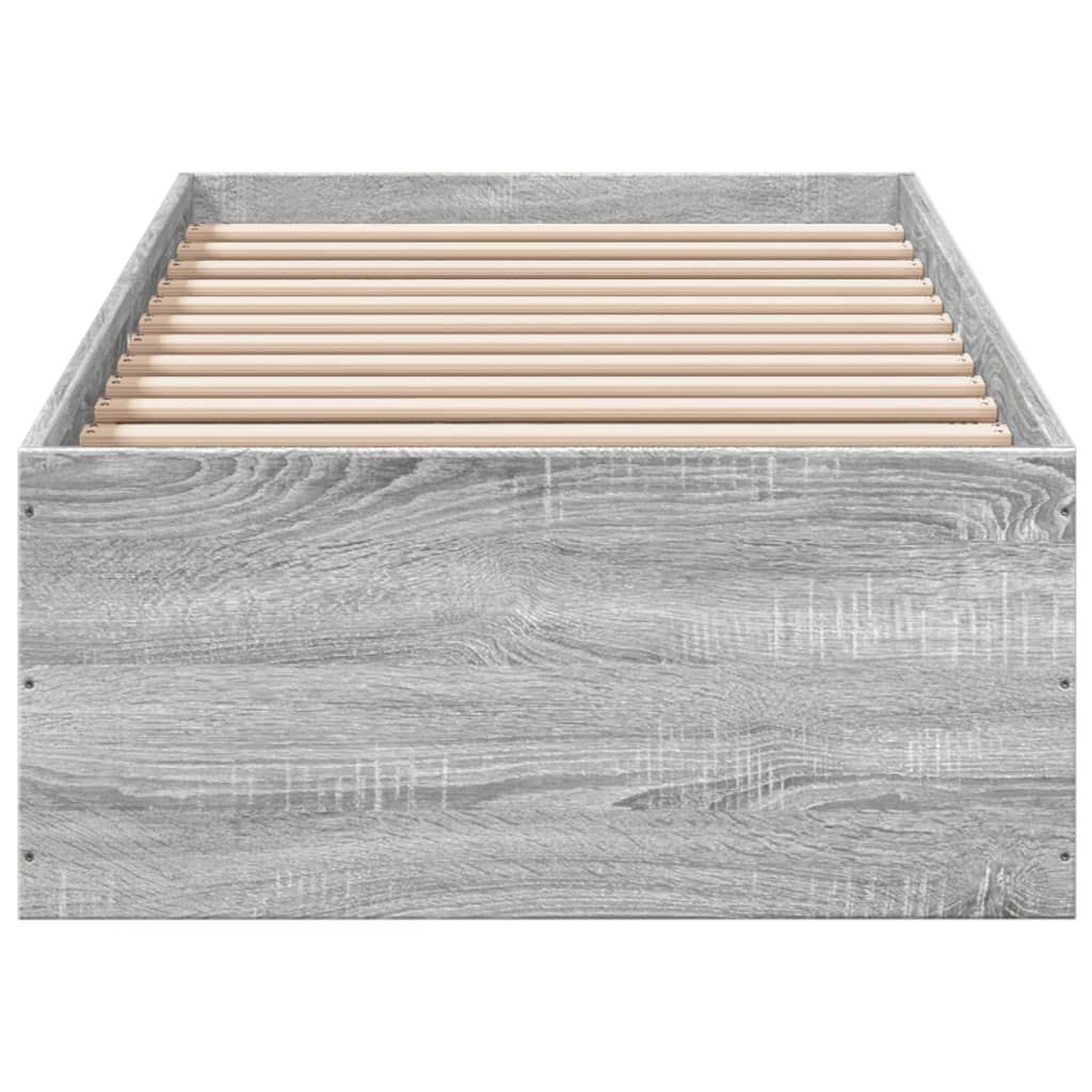 vidaXL Bed Frame without Mattress Grey Sonoma 75x190 cm Small Single Engineered Wood