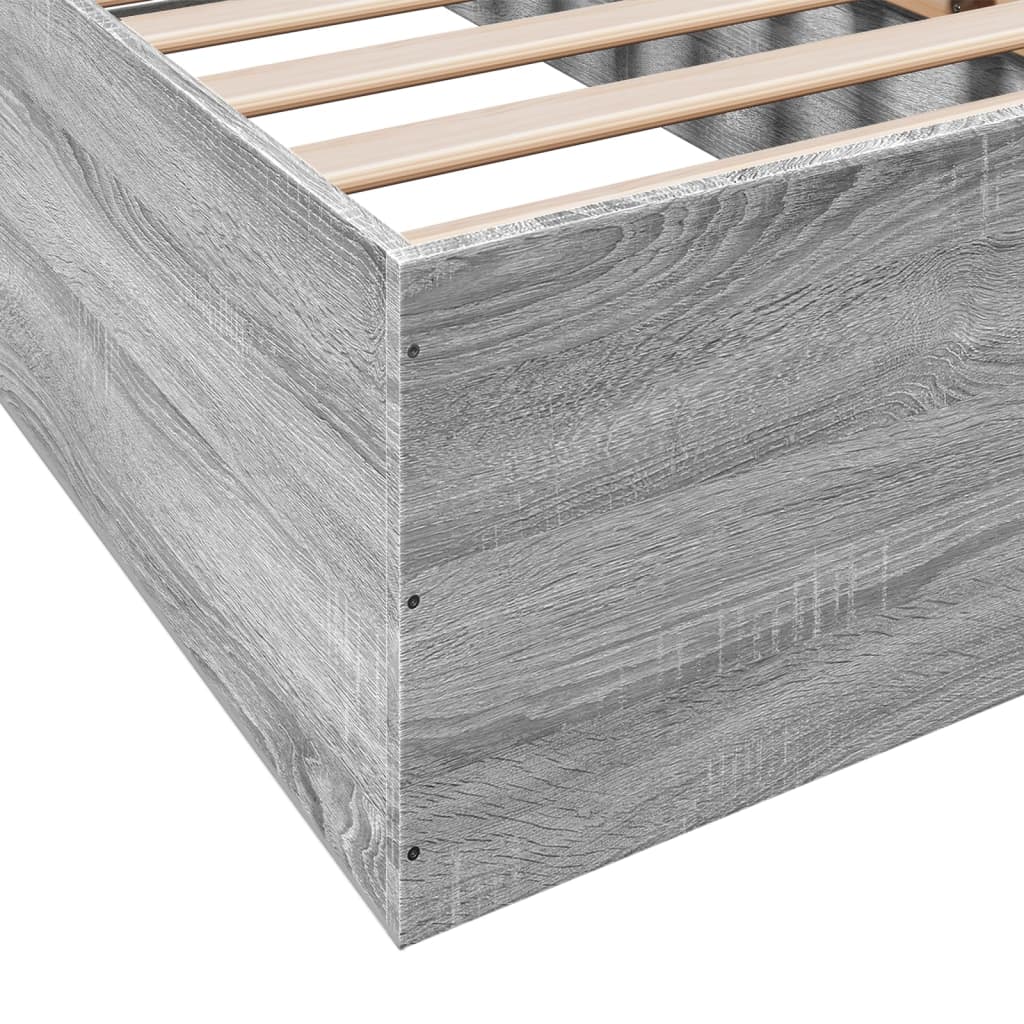 vidaXL Bed Frame without Mattress Grey Sonoma 75x190 cm Small Single Engineered Wood