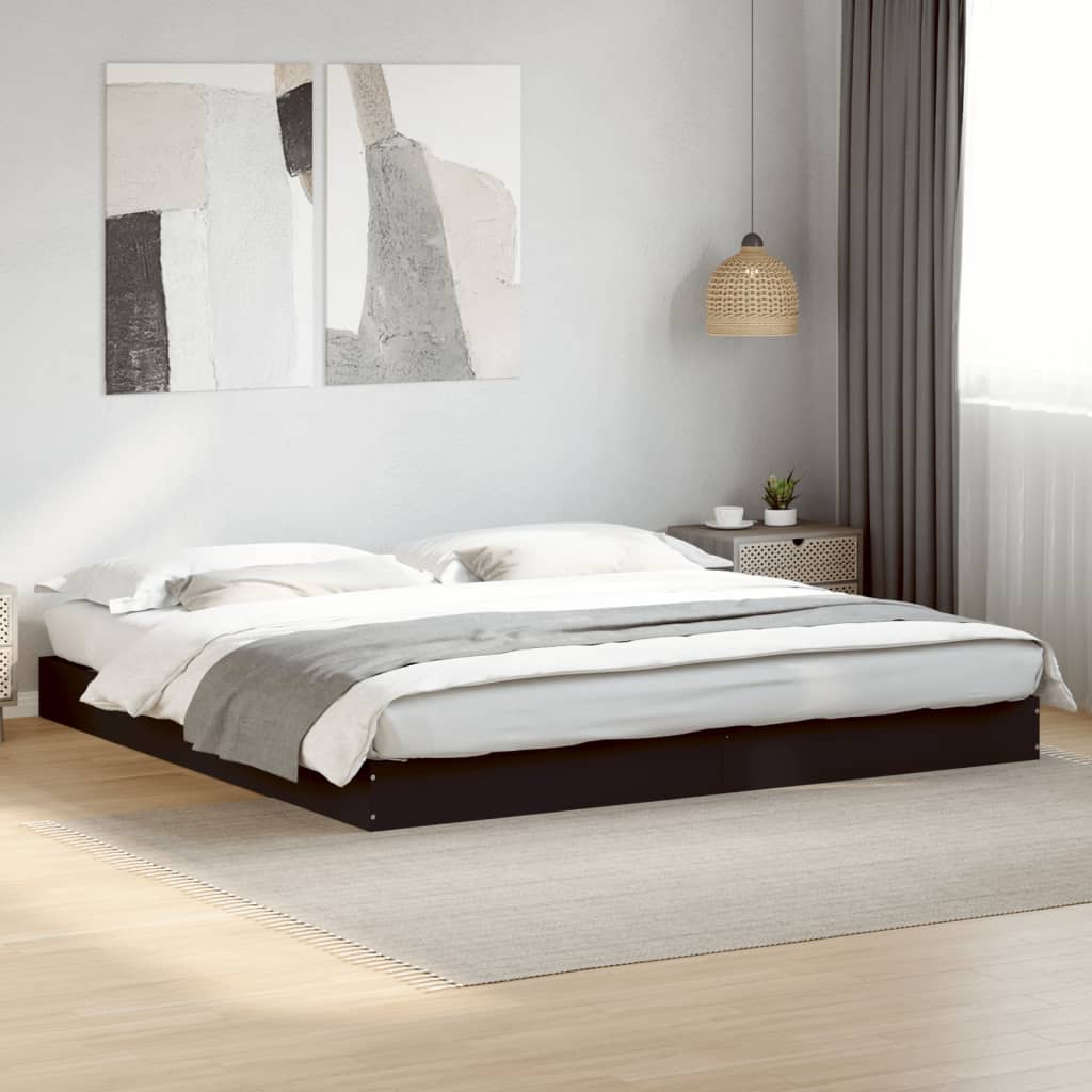 vidaXL Bed Frame without Mattress Black 200x200 cm Engineered Wood