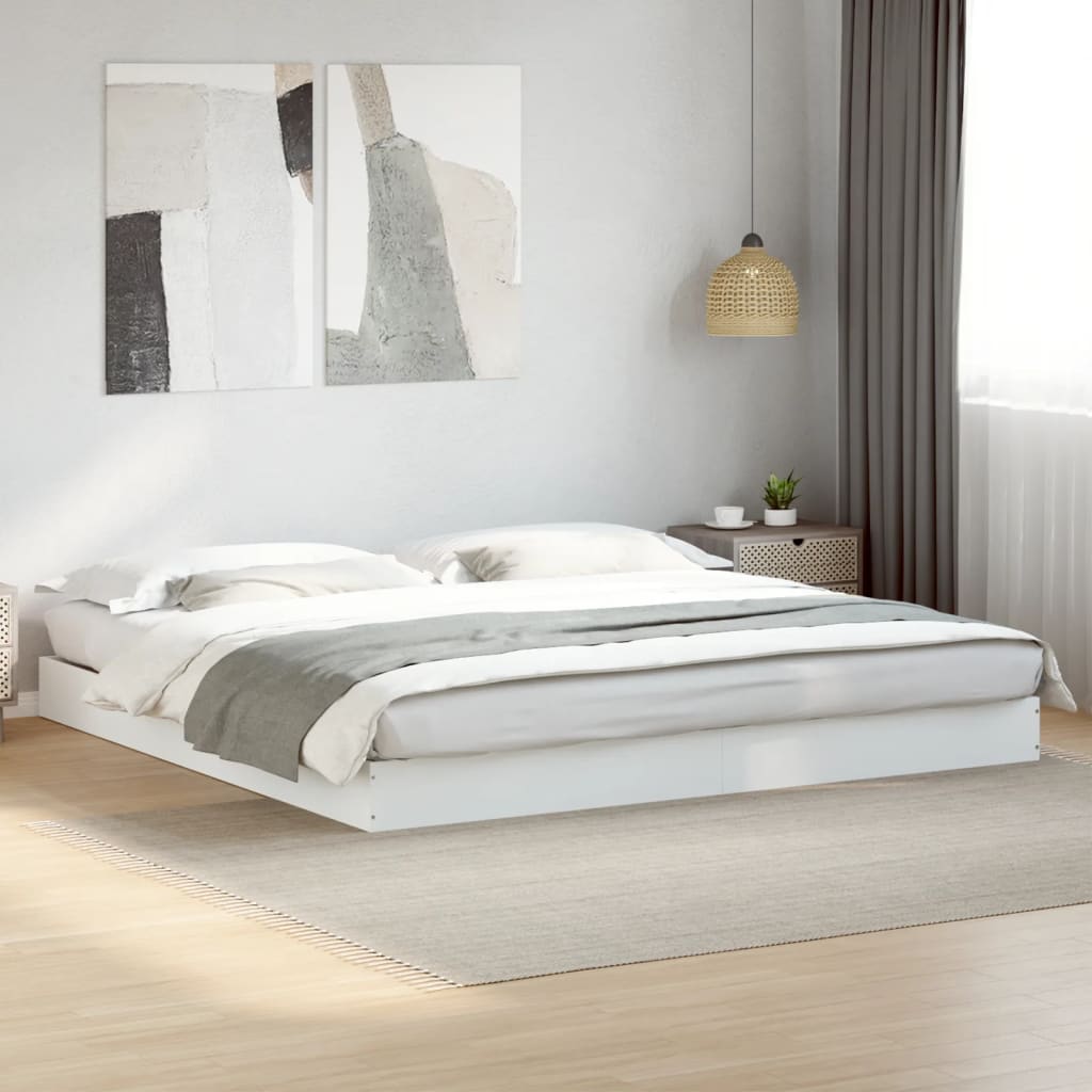 vidaXL Bed Frame without Mattress White 180x200 cm Super King Engineered Wood