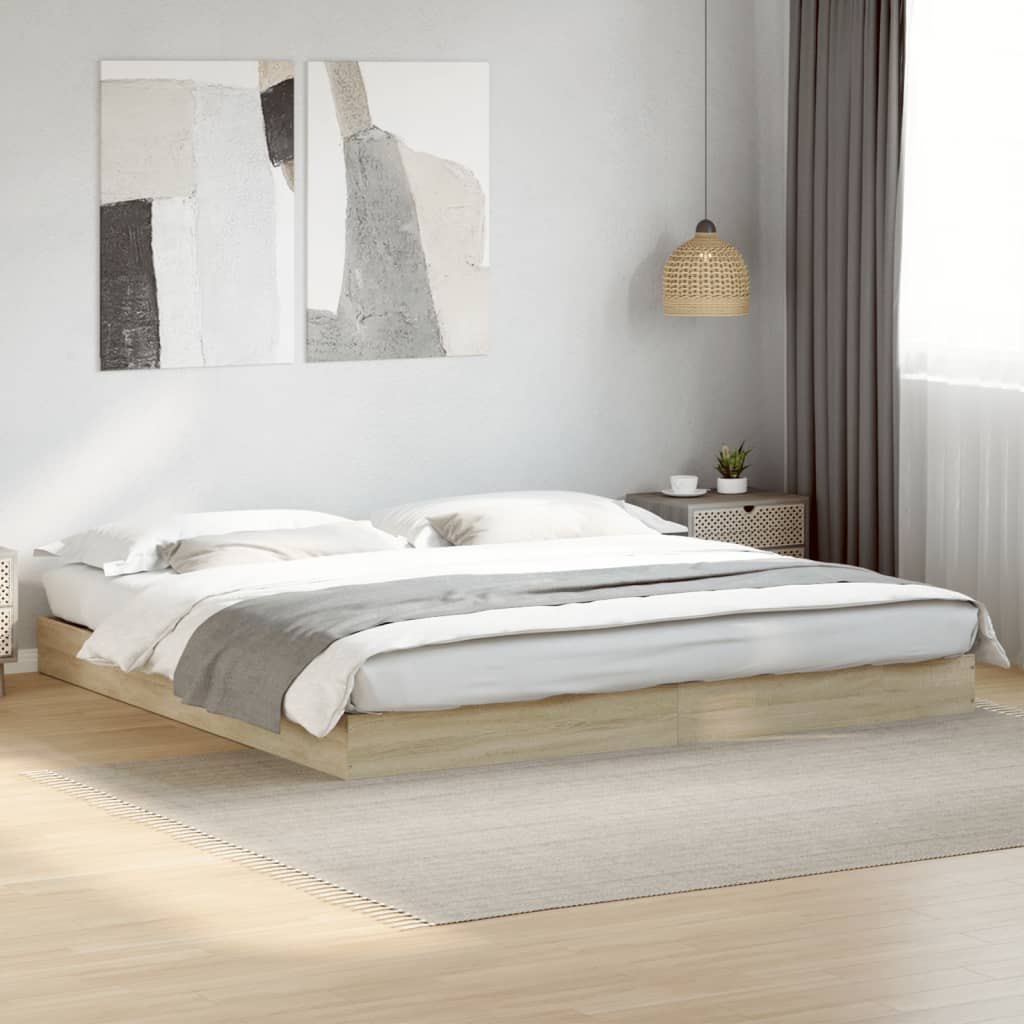 vidaXL Bed Frame without Mattress Sonoma Oak 180x200 cm Super King Engineered Wood