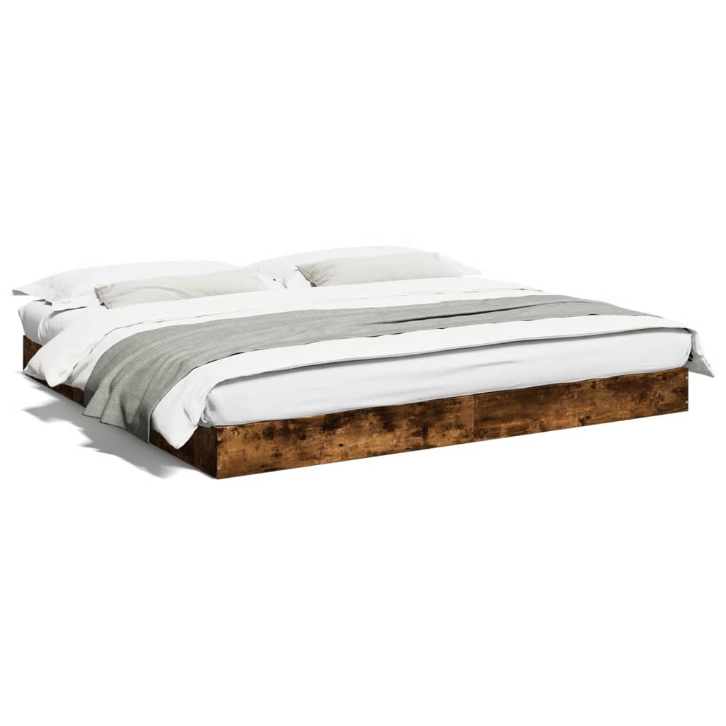 vidaXL Bed Frame without Mattress Smoked Oak 180x200 cm Super King Engineered Wood