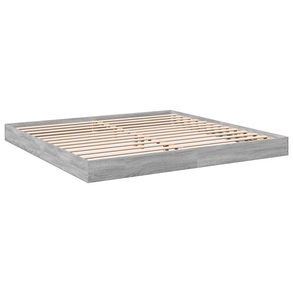 vidaXL Bed Frame without Mattress Grey Sonoma 180x200 cm Super King Engineered Wood