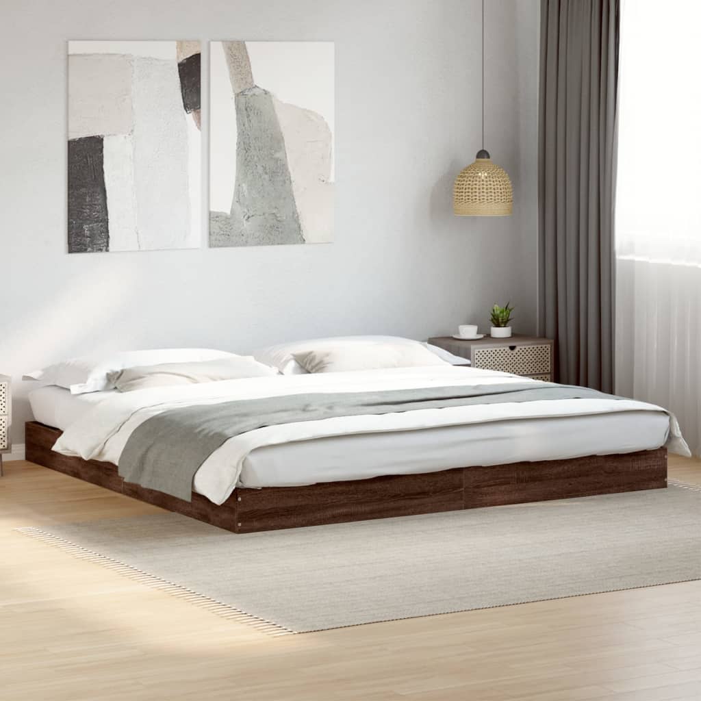 vidaXL Bed Frame without Mattress Brown Oak 180x200 cm Super King Engineered Wood