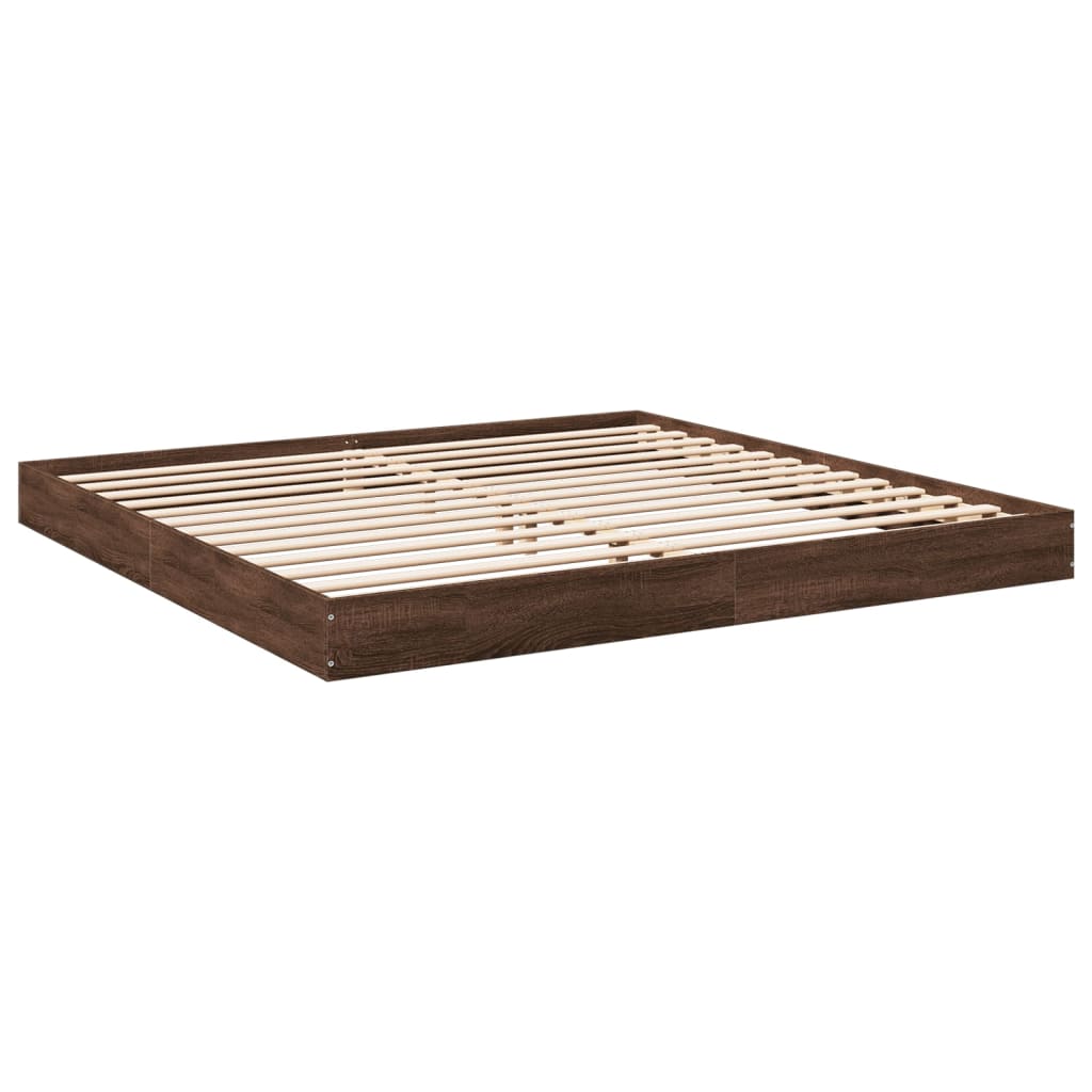 vidaXL Bed Frame without Mattress Brown Oak 180x200 cm Super King Engineered Wood