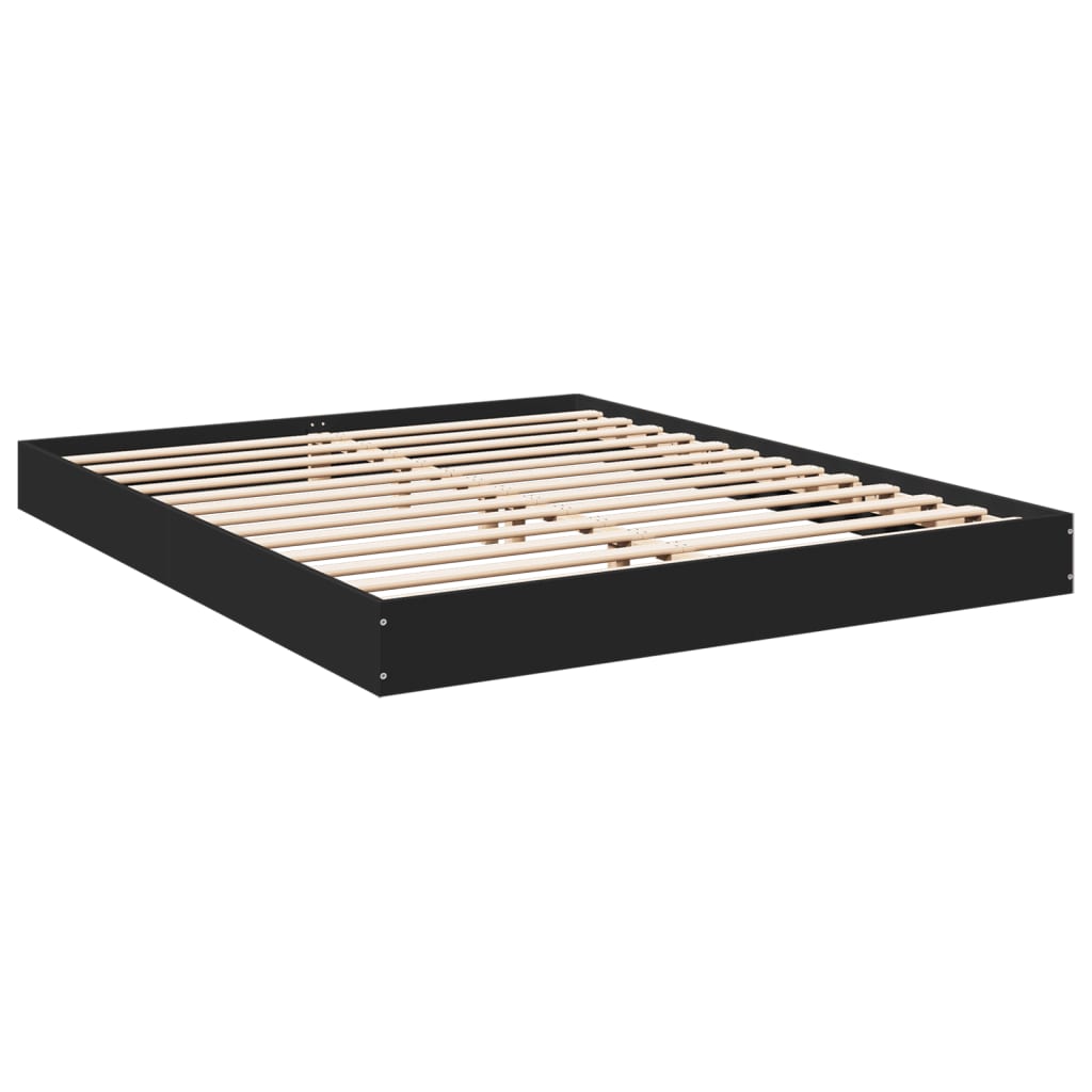 vidaXL Bed Frame without Mattress Black 160x200 cm Engineered Wood