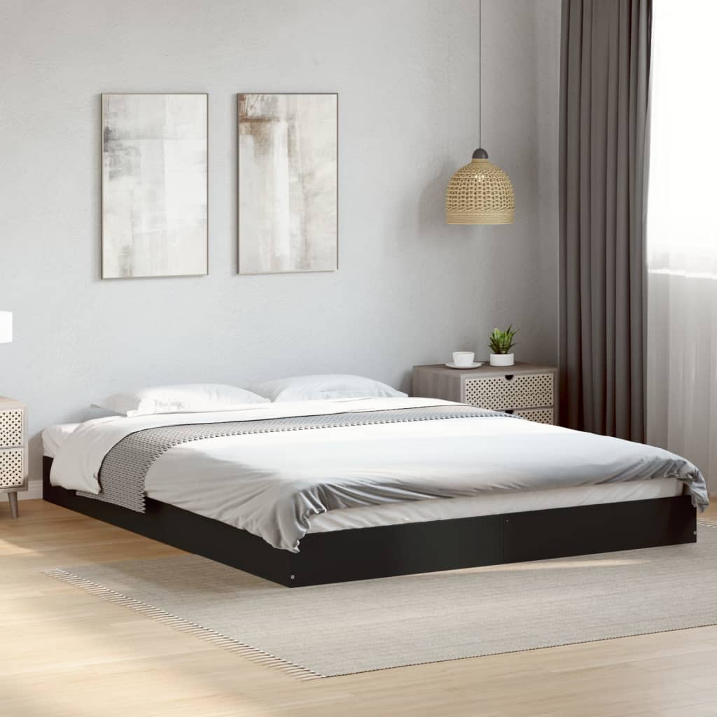 vidaXL Bed Frame without Mattress Black 160x200 cm Engineered Wood