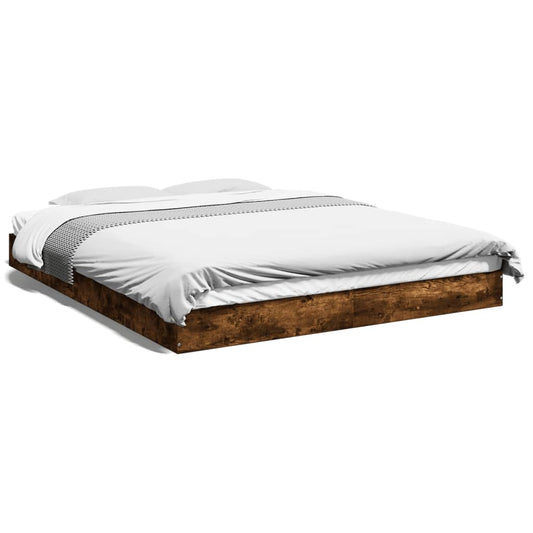 vidaXL Bed Frame without Mattress Smoked Oak 160x200 cm Engineered Wood