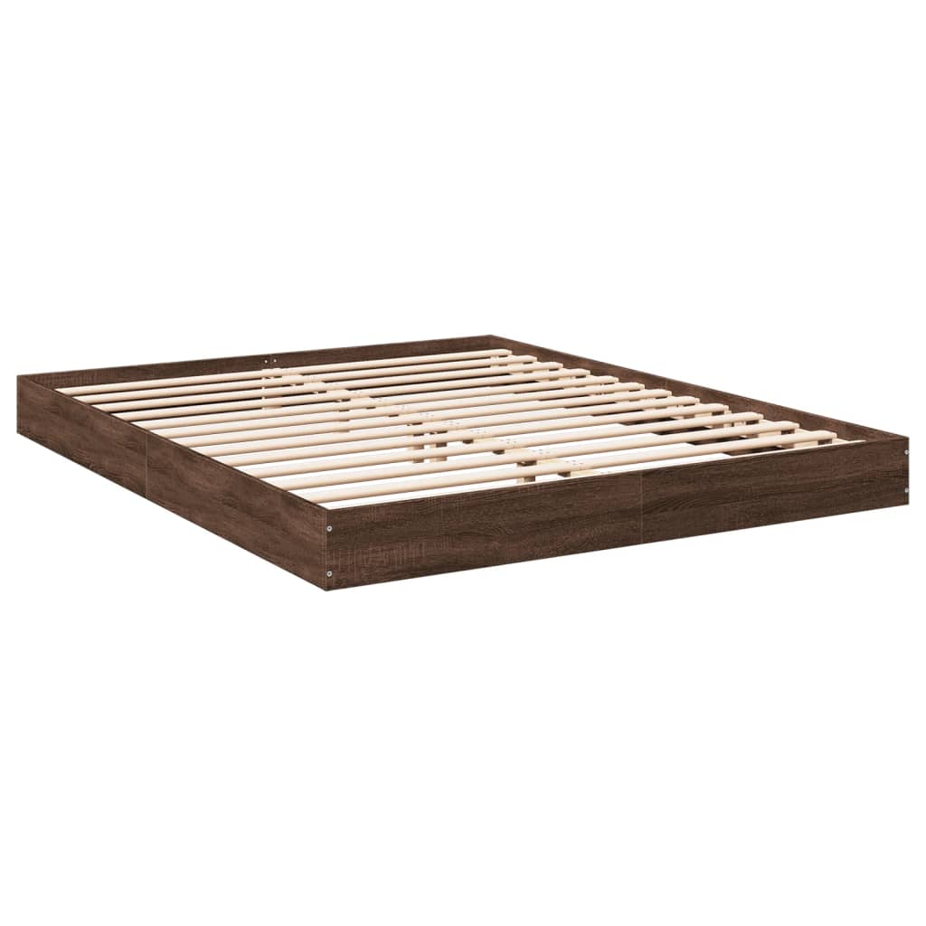 vidaXL Bed Frame without Mattress Brown Oak 160x200 cm Engineered Wood