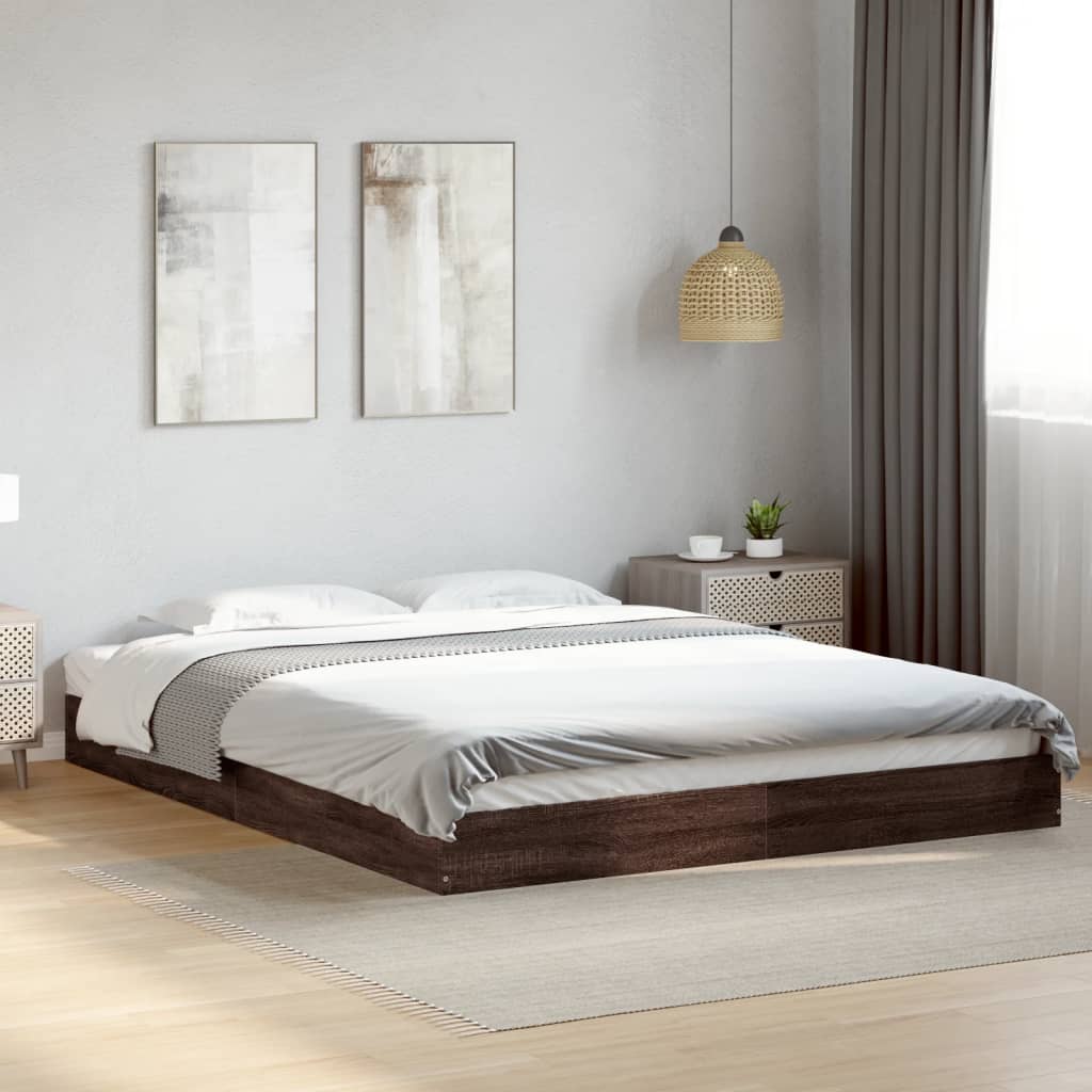 vidaXL Bed Frame without Mattress Brown Oak 160x200 cm Engineered Wood