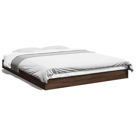 vidaXL Bed Frame Brown Oak 160x200 cm Engineered Wood