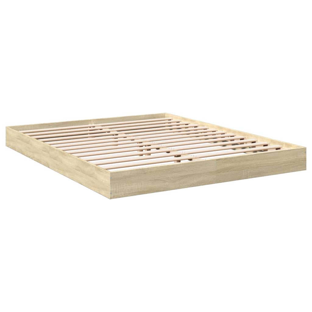 vidaXL Bed Frame without Mattress Sonoma Oak 150x200 cm King Size Engineered Wood