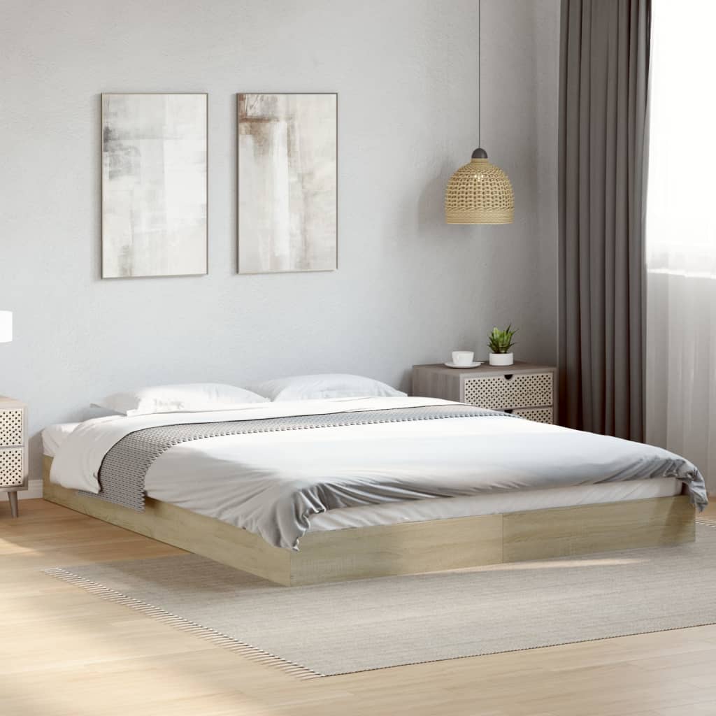 vidaXL Bed Frame without Mattress Sonoma Oak 150x200 cm King Size Engineered Wood