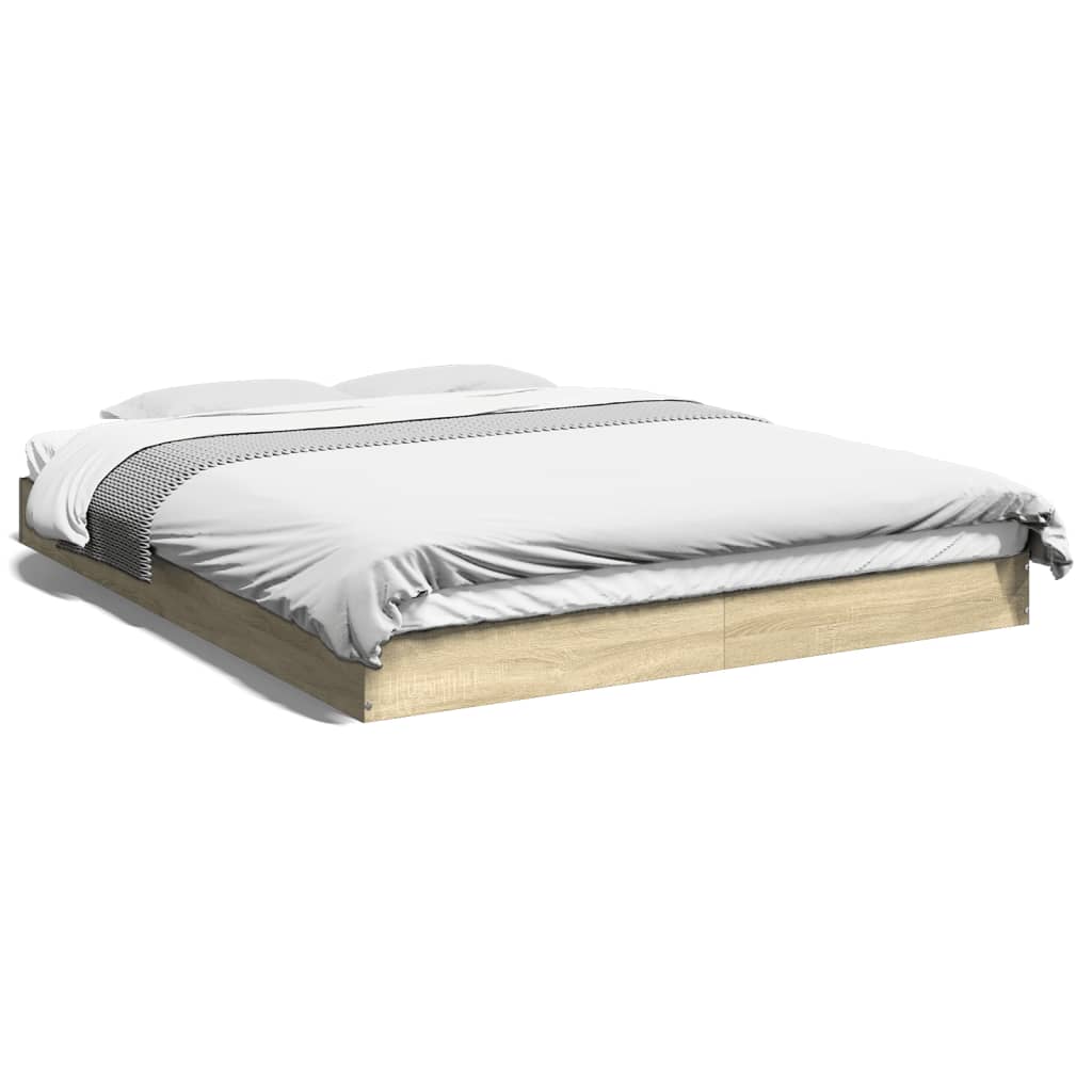 vidaXL Bed Frame without Mattress Sonoma Oak 150x200 cm King Size Engineered Wood