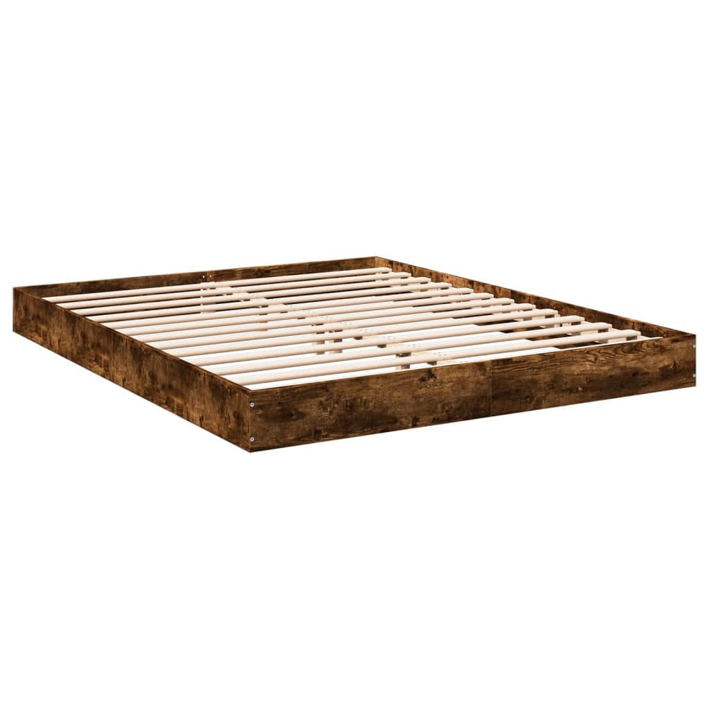 vidaXL Bed Frame without Mattress Smoked Oak 150x200 cm King Size Engineered Wood