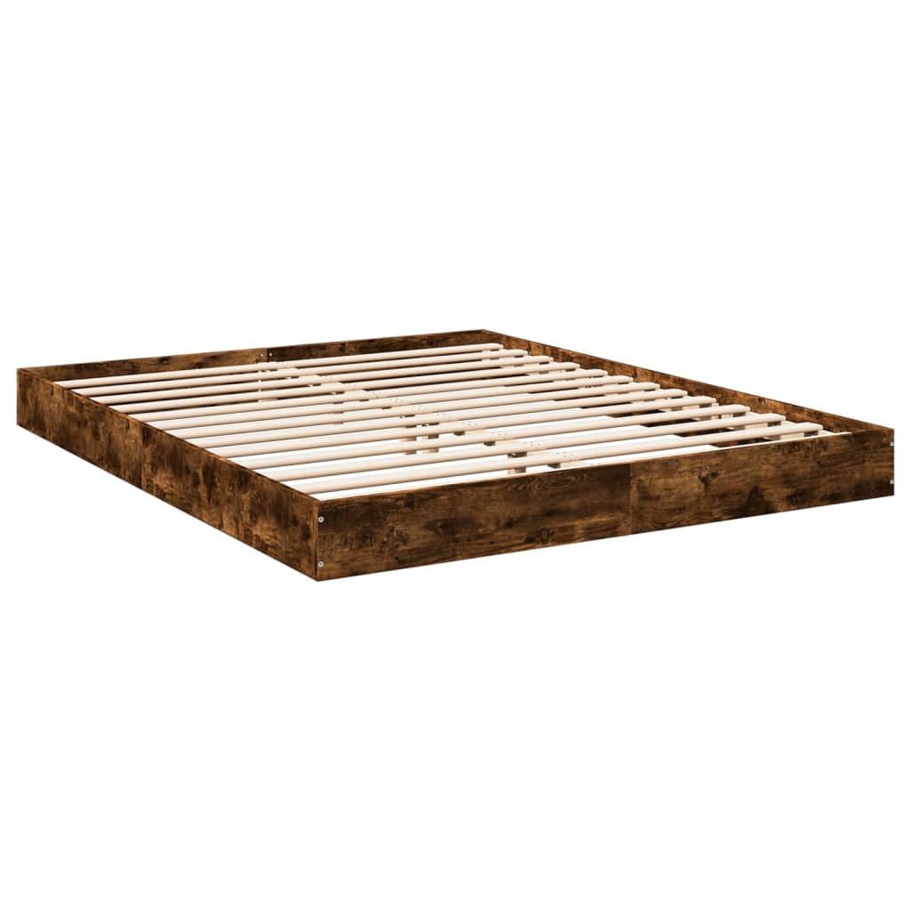 vidaXL Bed Frame without Mattress Smoked Oak 150x200 cm King Size Engineered Wood