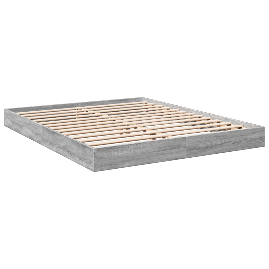 vidaXL Bed Frame without Mattress Grey Sonoma 150x200 cm King Size Engineered Wood