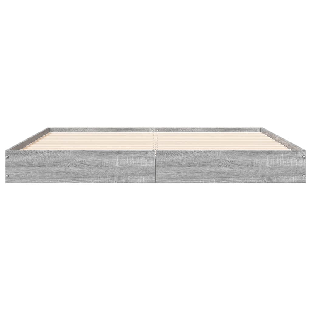 vidaXL Bed Frame without Mattress Grey Sonoma 150x200 cm King Size Engineered Wood