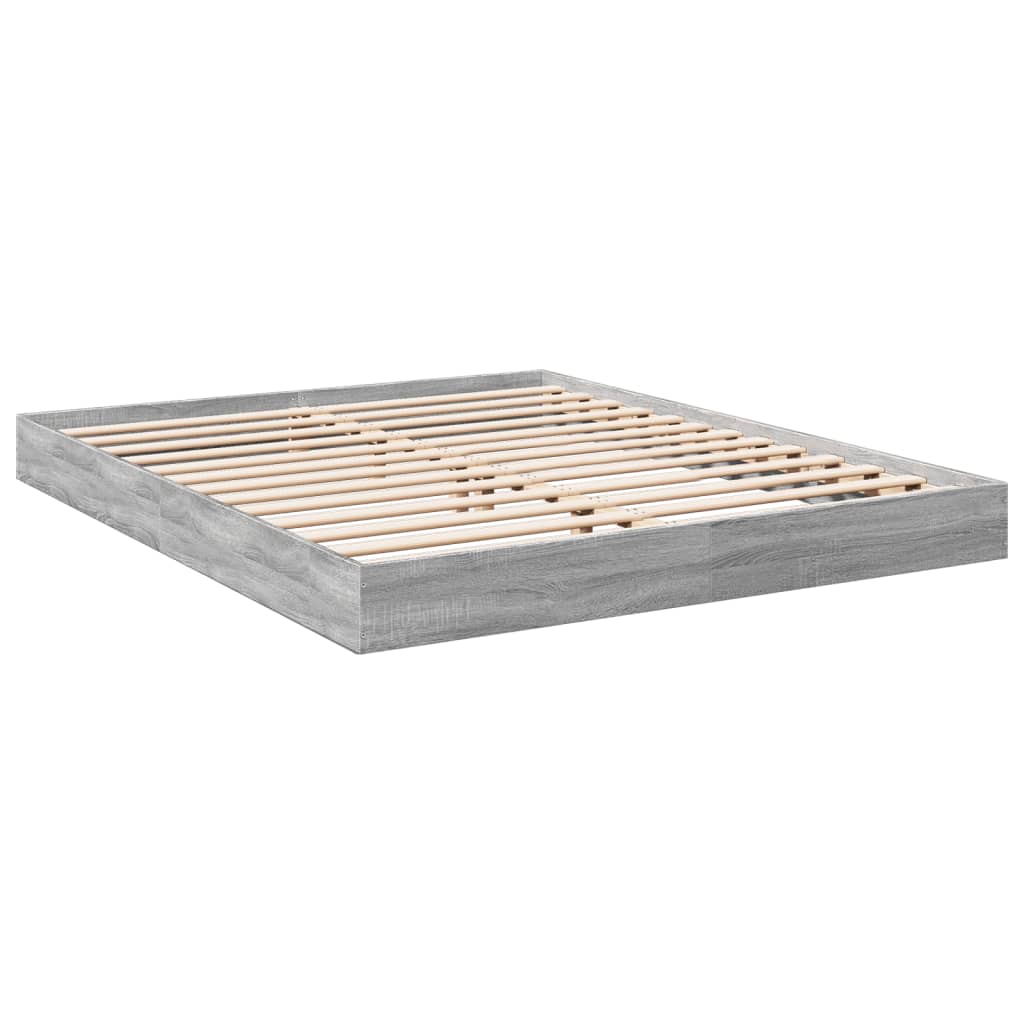 vidaXL Bed Frame without Mattress Grey Sonoma 150x200 cm King Size Engineered Wood