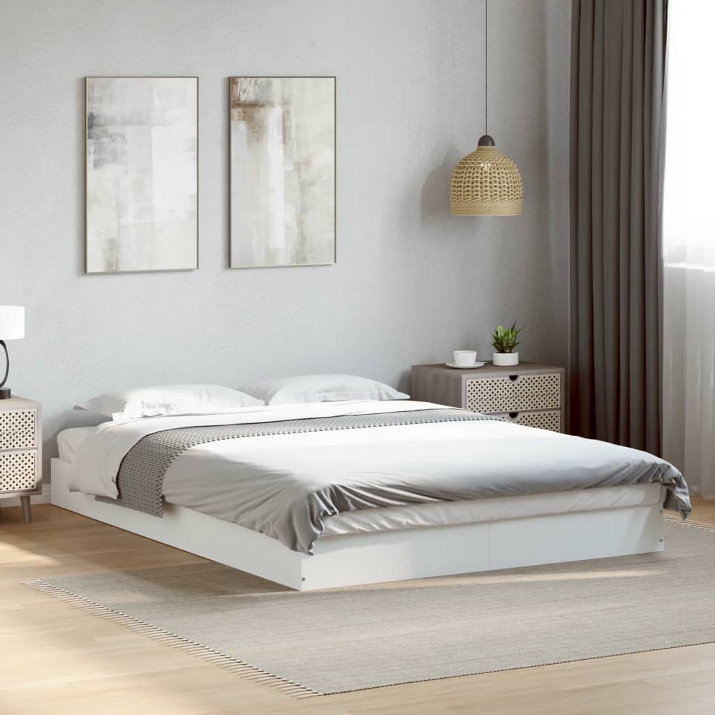 vidaXL Bed Frame without Mattress White 140x200 cm Engineered Wood