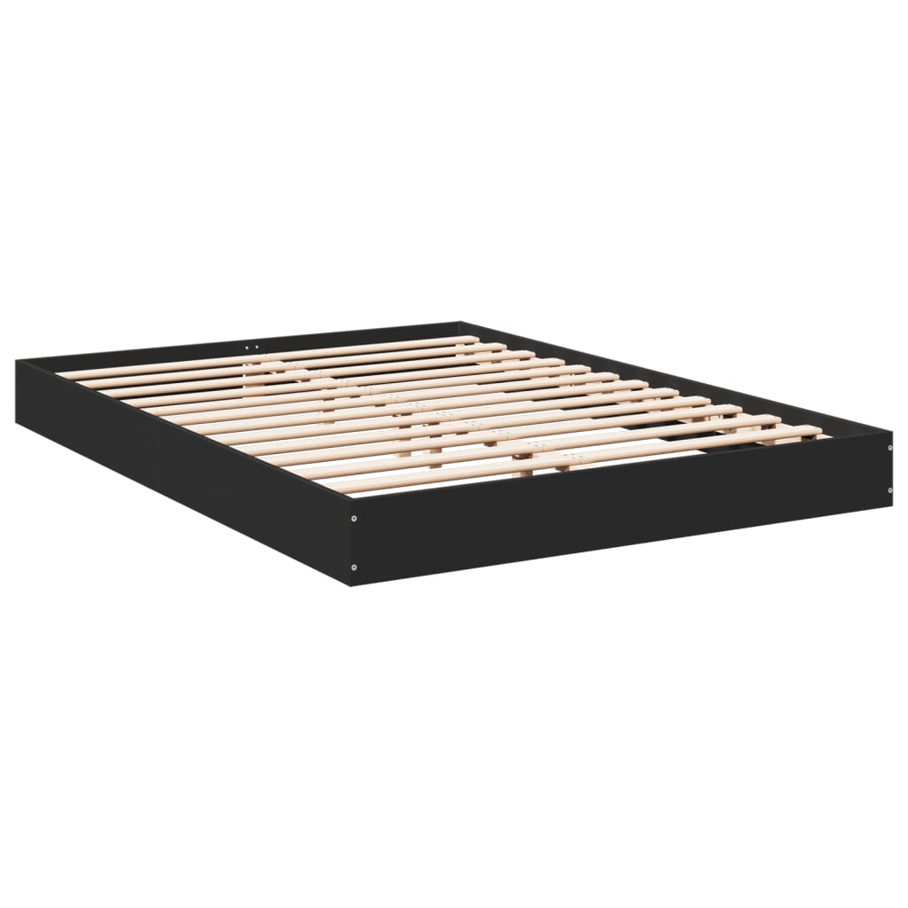 vidaXL Bed Frame without Mattress Black 140x200 cm Engineered Wood