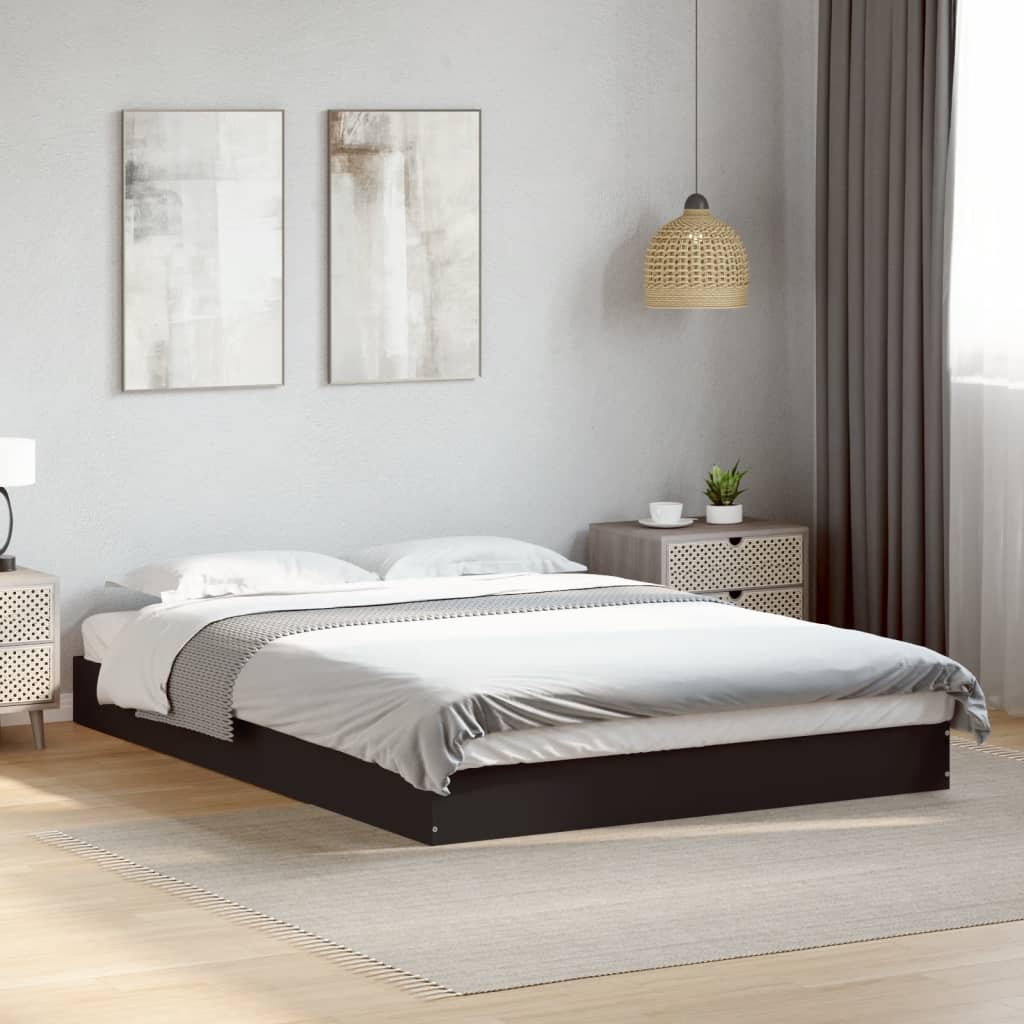 vidaXL Bed Frame without Mattress Black 140x200 cm Engineered Wood