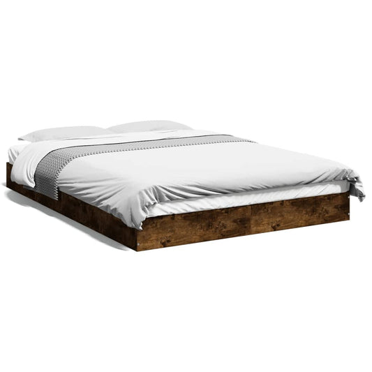 vidaXL Bed Frame without Mattress Smoked Oak 140x200 cm Engineered Wood