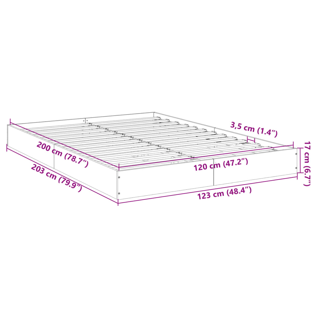 vidaXL Bed Frame without Mattress Black 120x200 cm Engineered Wood