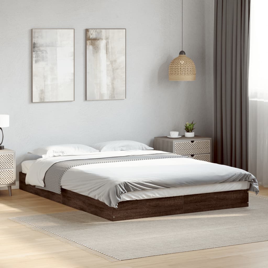 vidaXL Bed Frame without Mattress Brown Oak 120x200 cm Engineered Wood